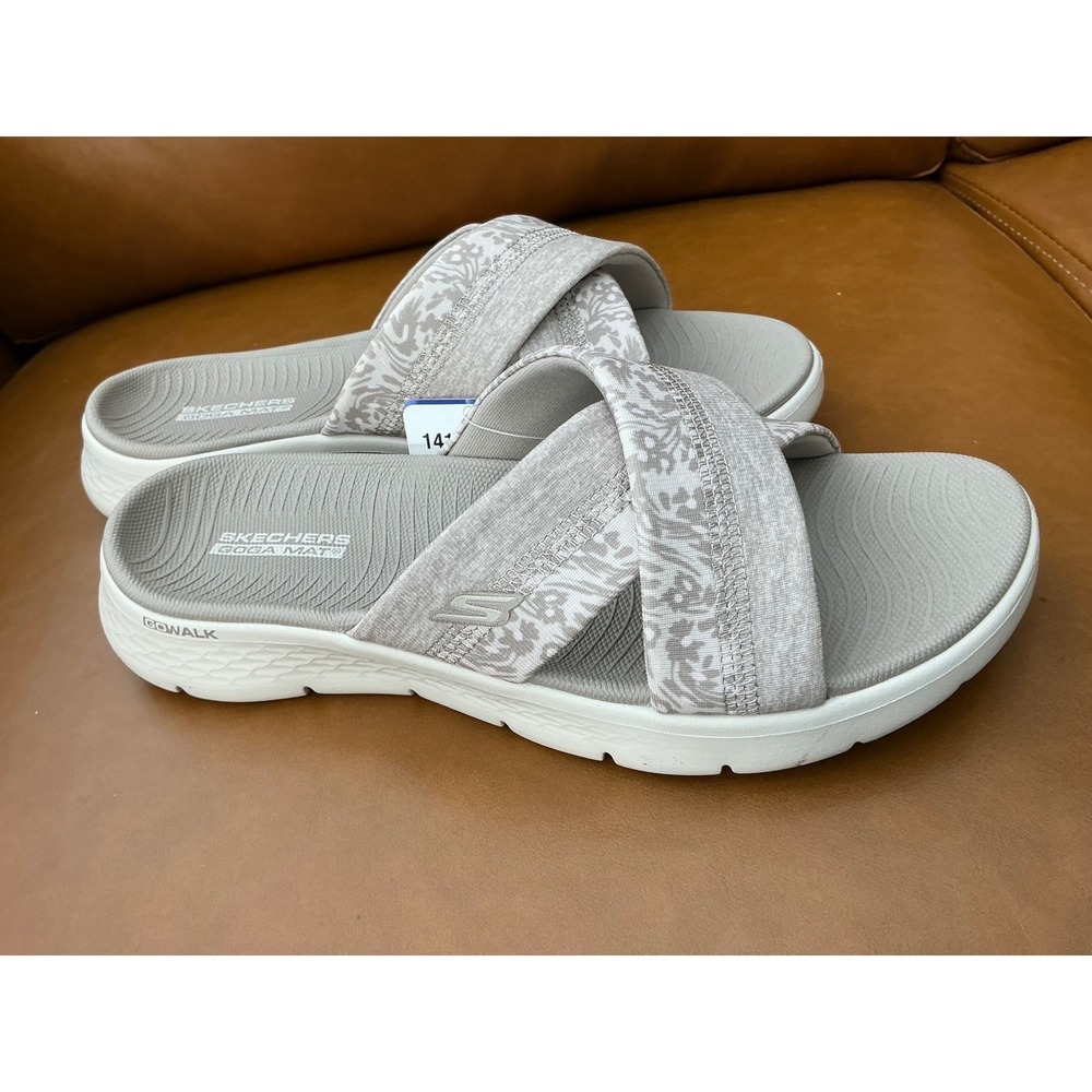 Skechers Go Walk Flex Elsie Sandal Womens 8 Taupe New Machine Washable Slide